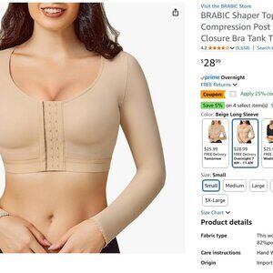 Arm Compression Vest, Nude, size Medium